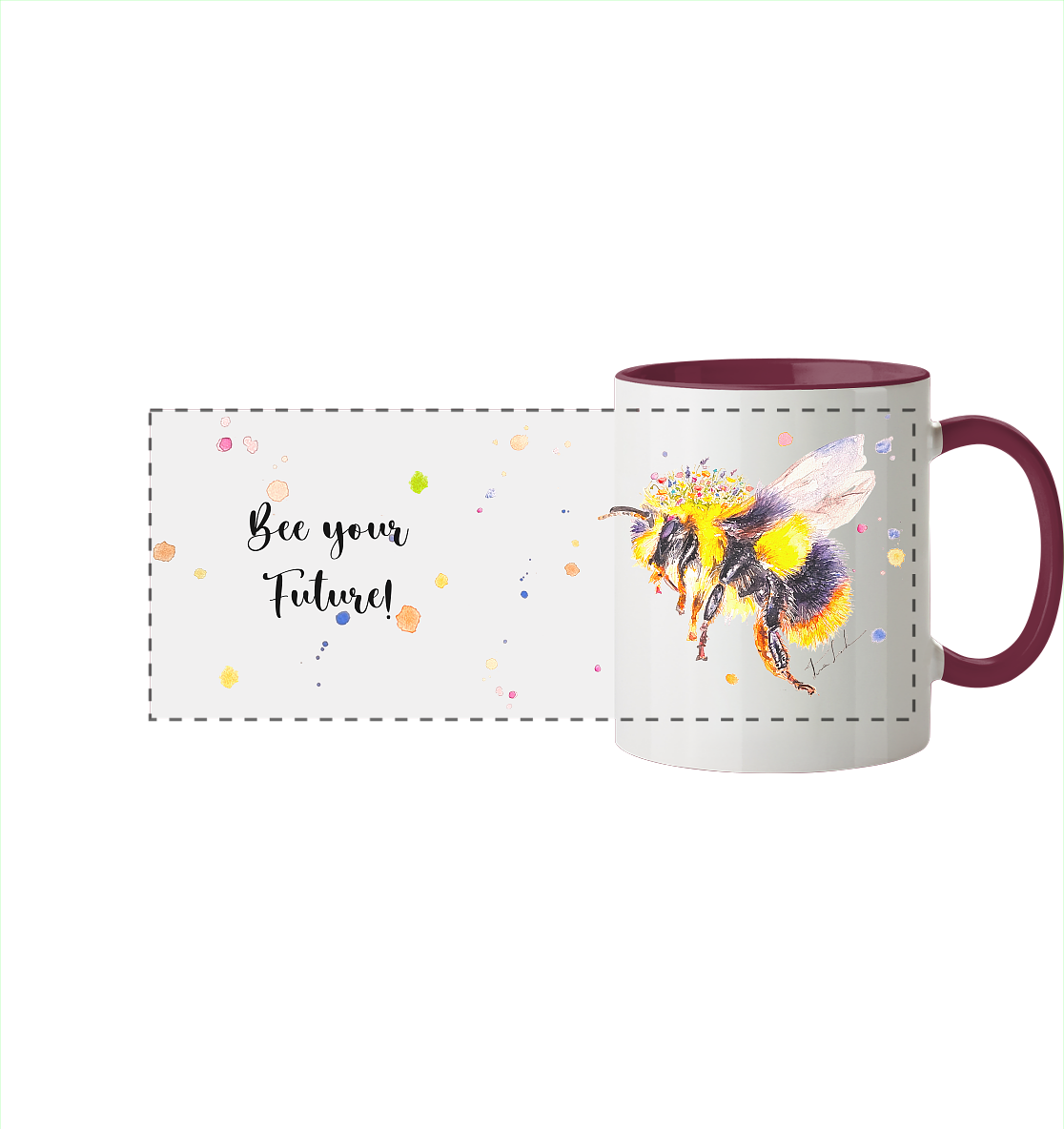 Trinkgefäße mit Hummel - Mila - Panorama Tasse zweifarbig