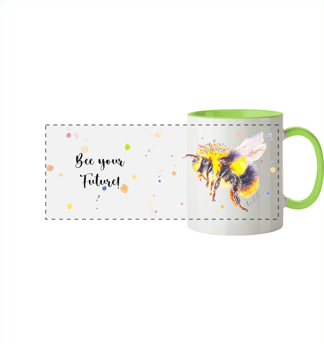 Trinkgefäße mit Hummel - Mila - Panorama Tasse zweifarbig