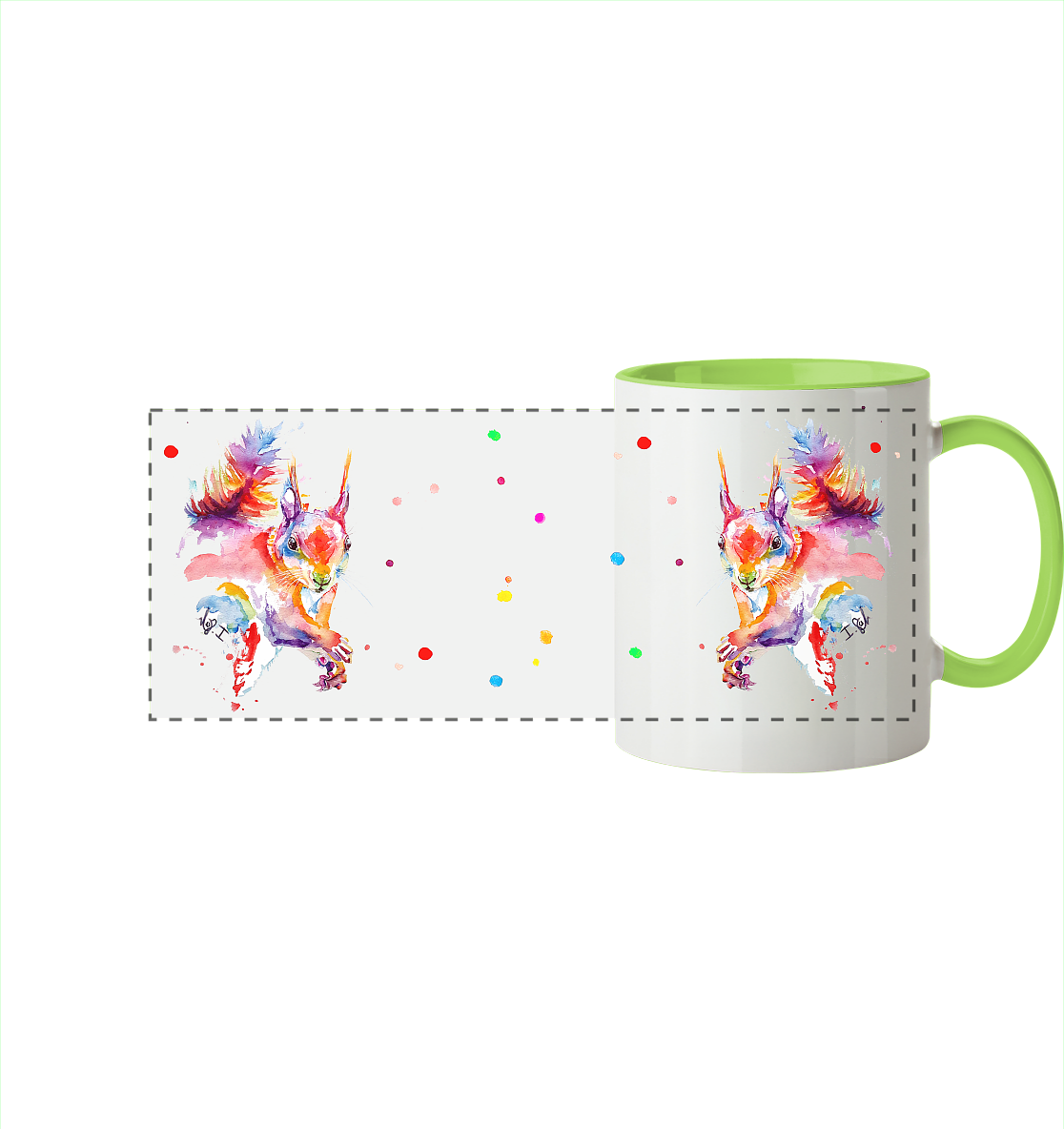 Trinkgefäße mit buntem Eichhörnchen - Panorama Tasse zweifarbig