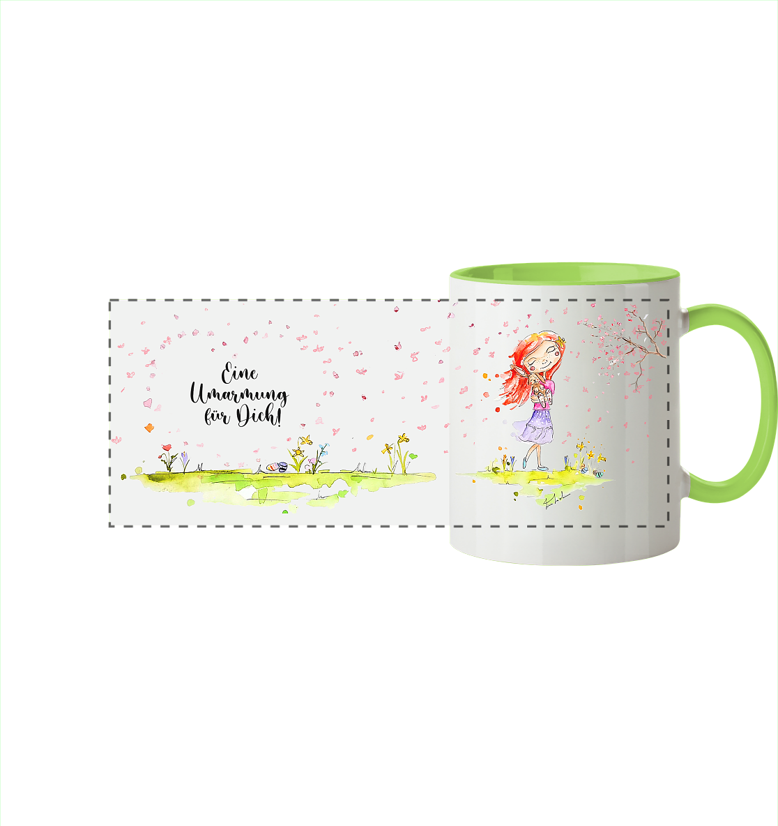 Eine Umarmung für dich - Frühlingsedition- Trinkgefäße - Panorama Tasse zweifarbig