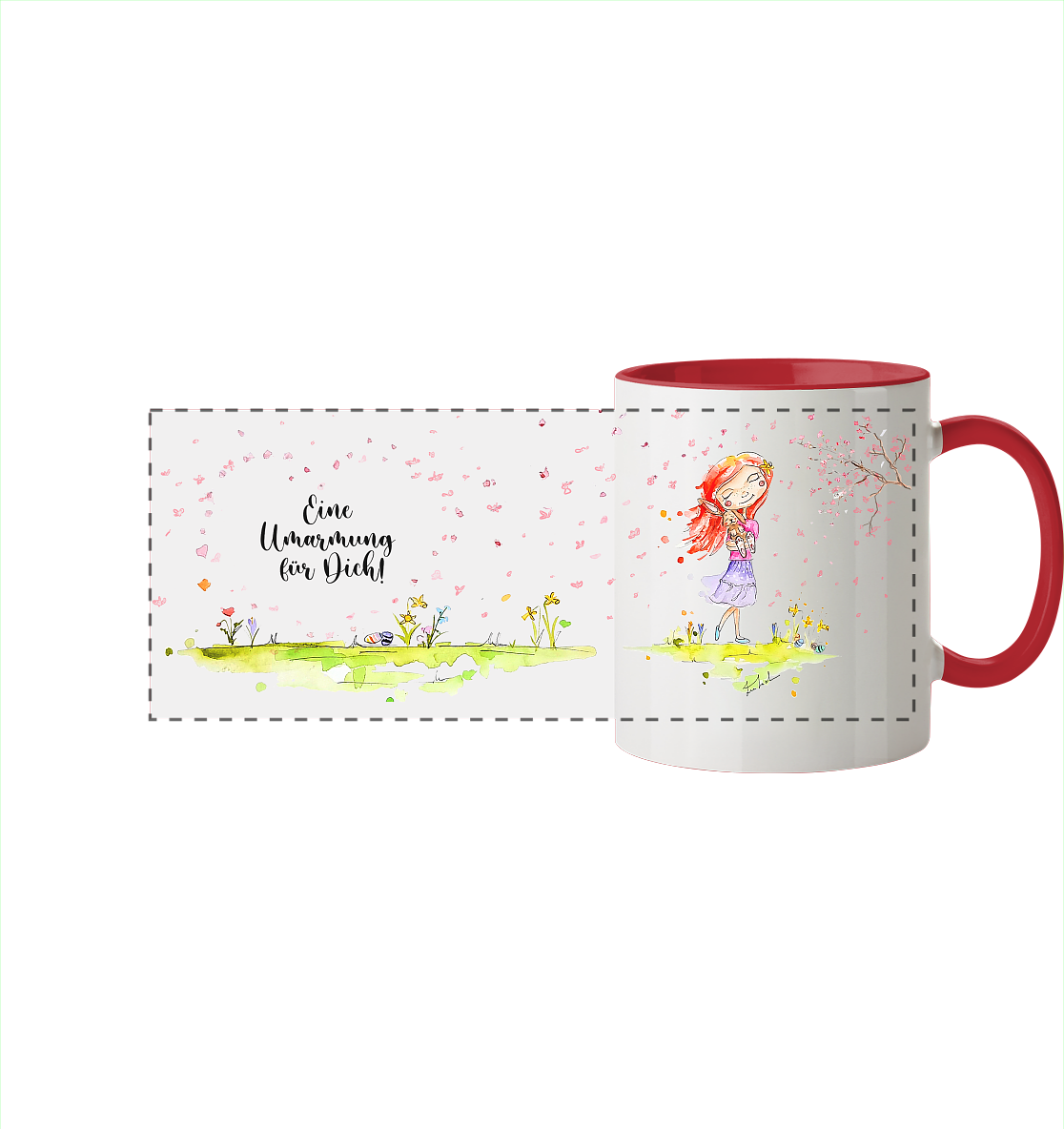 Eine Umarmung für dich - Frühlingsedition- Trinkgefäße - Panorama Tasse zweifarbig