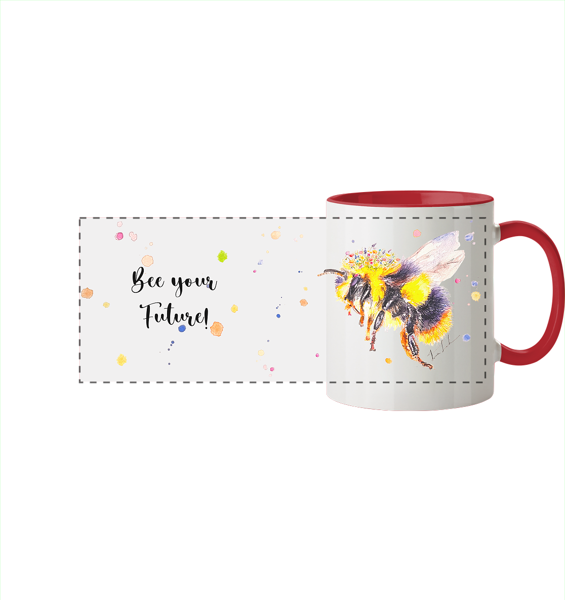 Trinkgefäße mit Hummel - Mila - Panorama Tasse zweifarbig