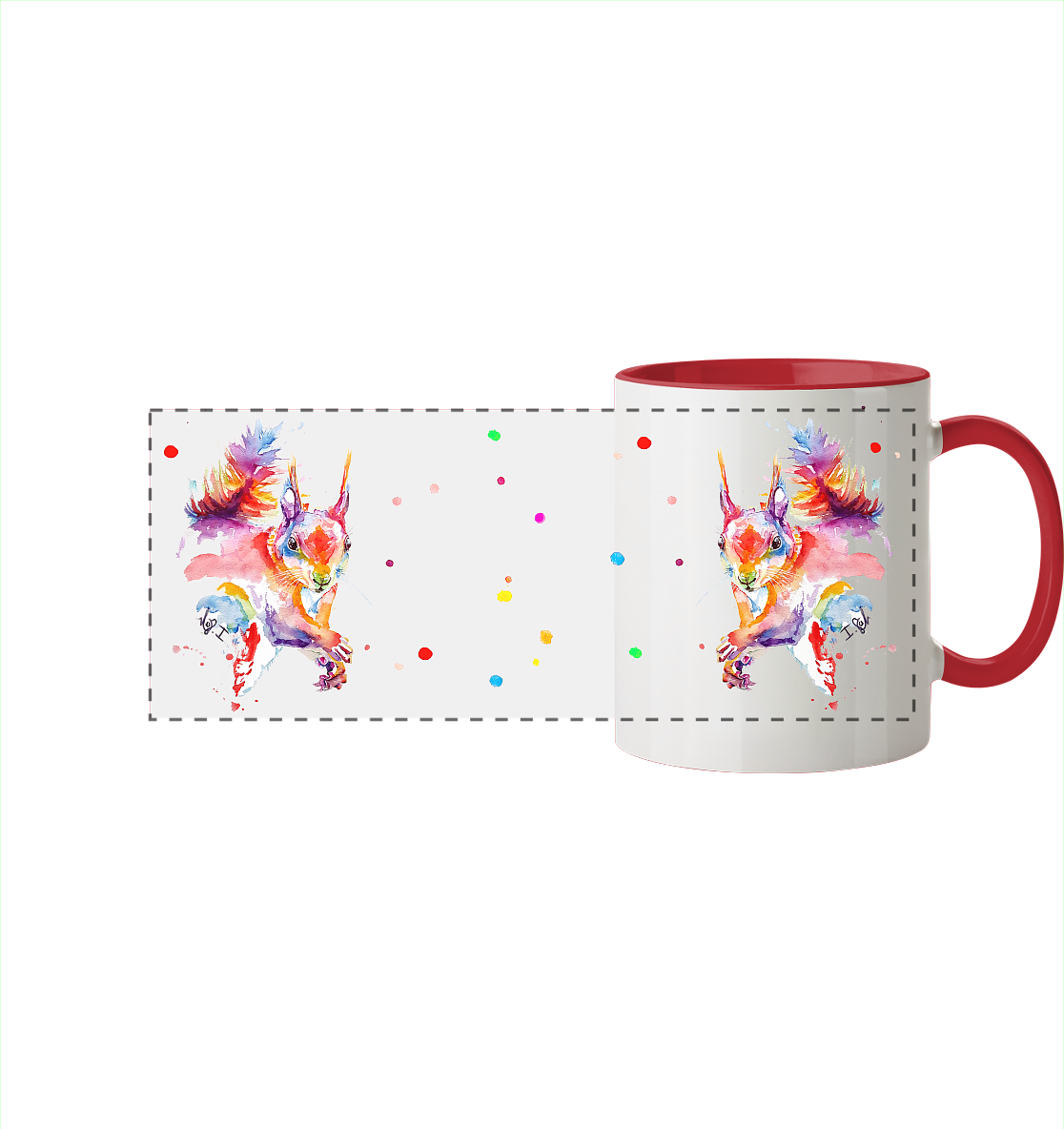 Trinkgefäße mit buntem Eichhörnchen - Panorama Tasse zweifarbig