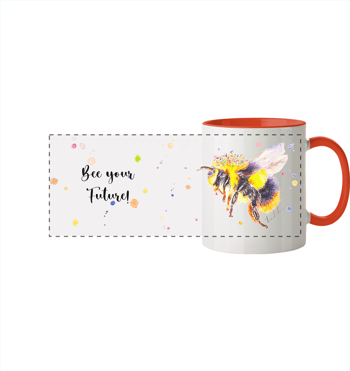 Trinkgefäße mit Hummel - Mila - Panorama Tasse zweifarbig
