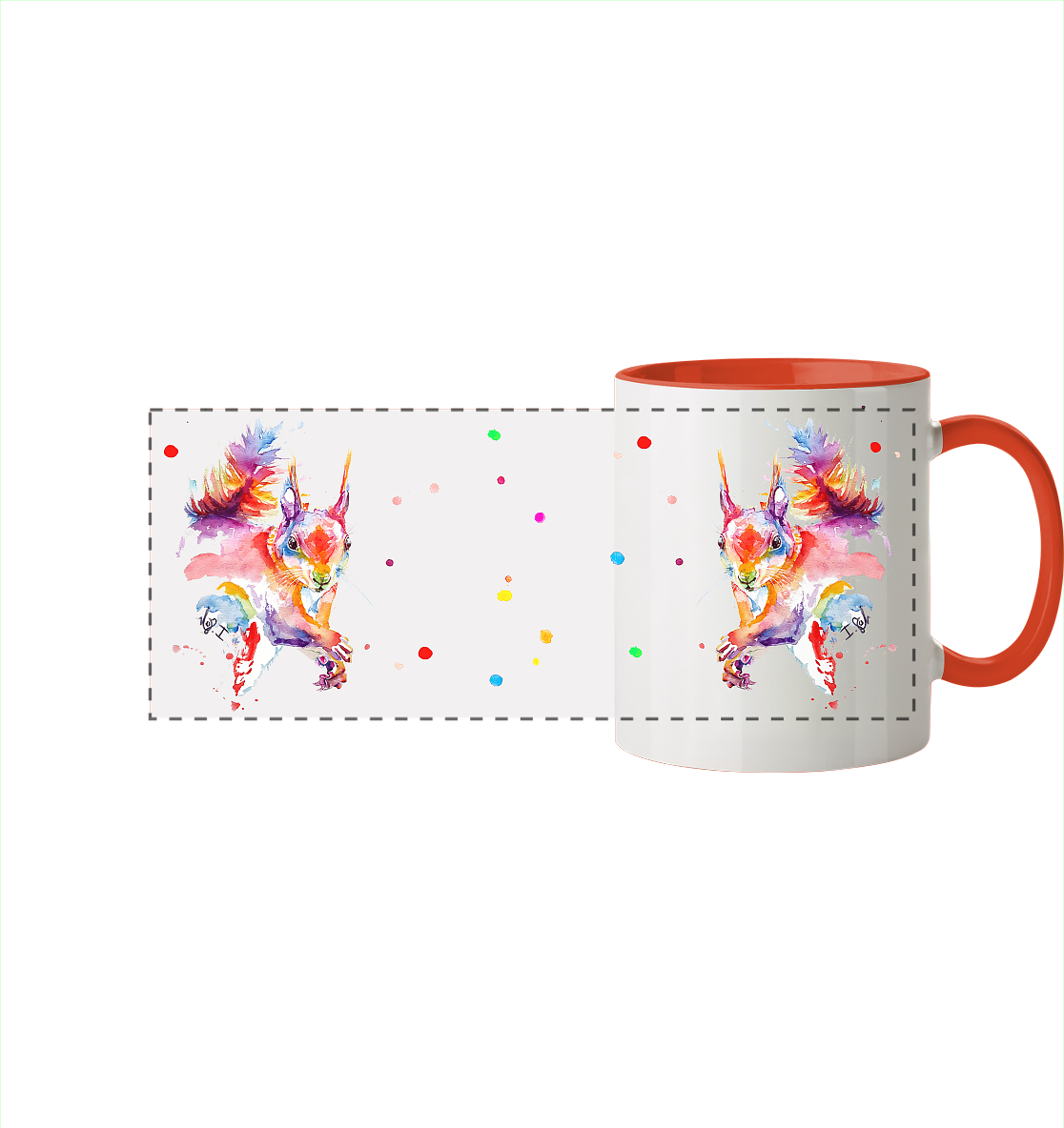 Trinkgefäße mit buntem Eichhörnchen - Panorama Tasse zweifarbig