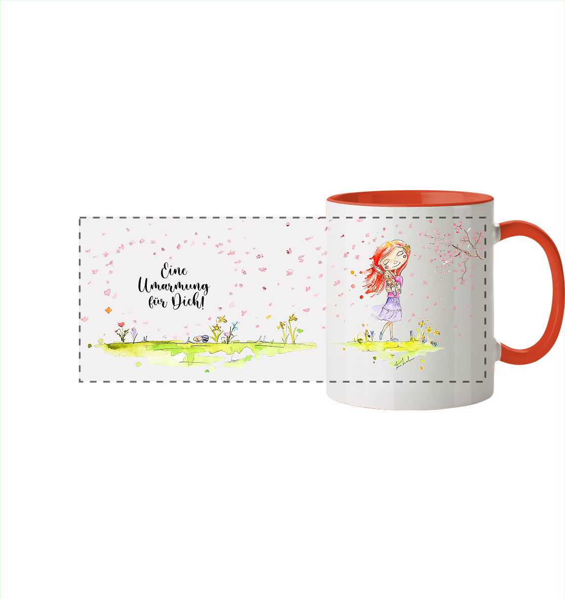 Eine Umarmung für dich - Frühlingsedition- Trinkgefäße - Panorama Tasse zweifarbig
