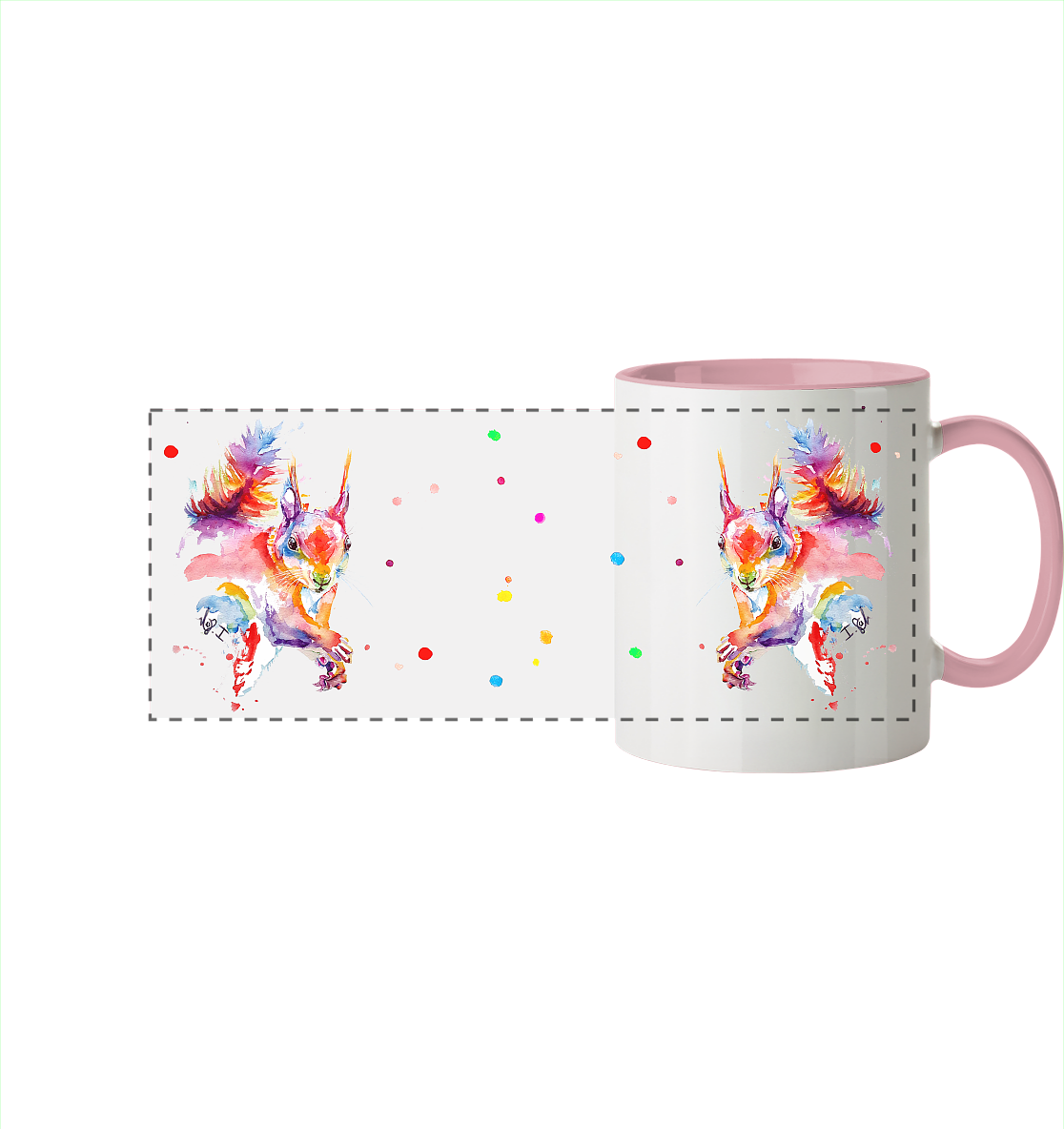 Trinkgefäße mit buntem Eichhörnchen - Panorama Tasse zweifarbig