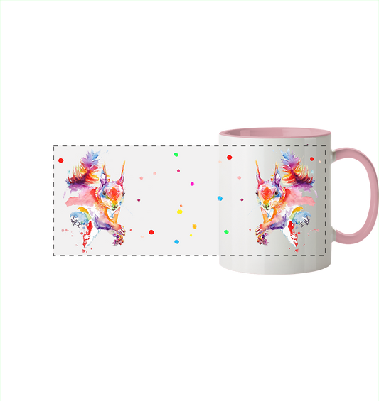 Trinkgefäße mit buntem Eichhörnchen - Panorama Tasse zweifarbig