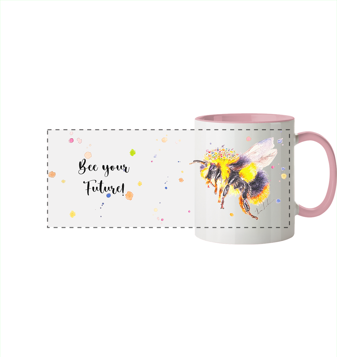 Trinkgefäße mit Hummel - Mila - Panorama Tasse zweifarbig