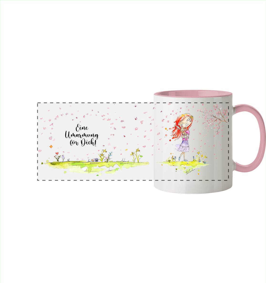 Eine Umarmung für dich - Frühlingsedition- Trinkgefäße - Panorama Tasse zweifarbig