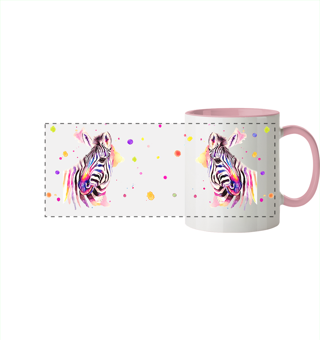 Trinkgefäße mit buntem Zebra - Loni - Panorama Tasse zweifarbig