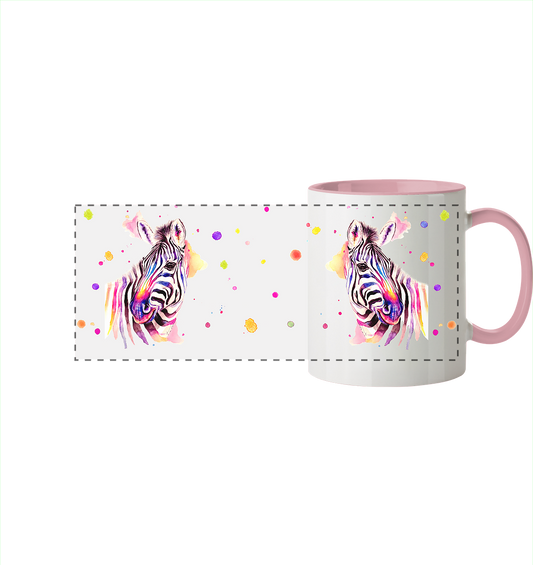 Trinkgefäße mit buntem Zebra - Loni - Panorama Tasse zweifarbig