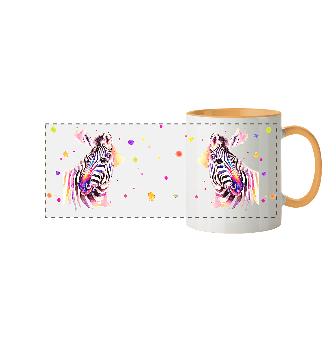Trinkgefäße mit buntem Zebra - Loni - Panorama Tasse zweifarbig