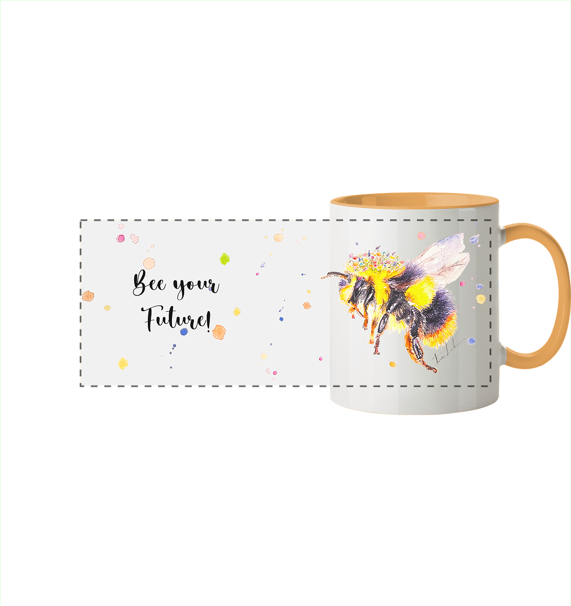 Trinkgefäße mit Hummel - Mila - Panorama Tasse zweifarbig