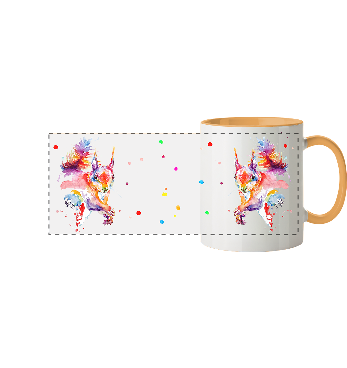 Trinkgefäße mit buntem Eichhörnchen - Panorama Tasse zweifarbig
