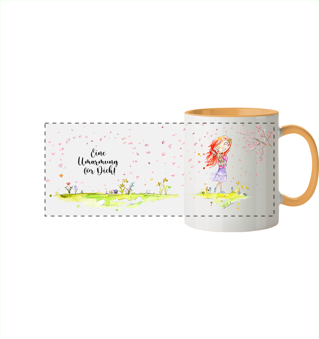 Eine Umarmung für dich - Frühlingsedition- Trinkgefäße - Panorama Tasse zweifarbig