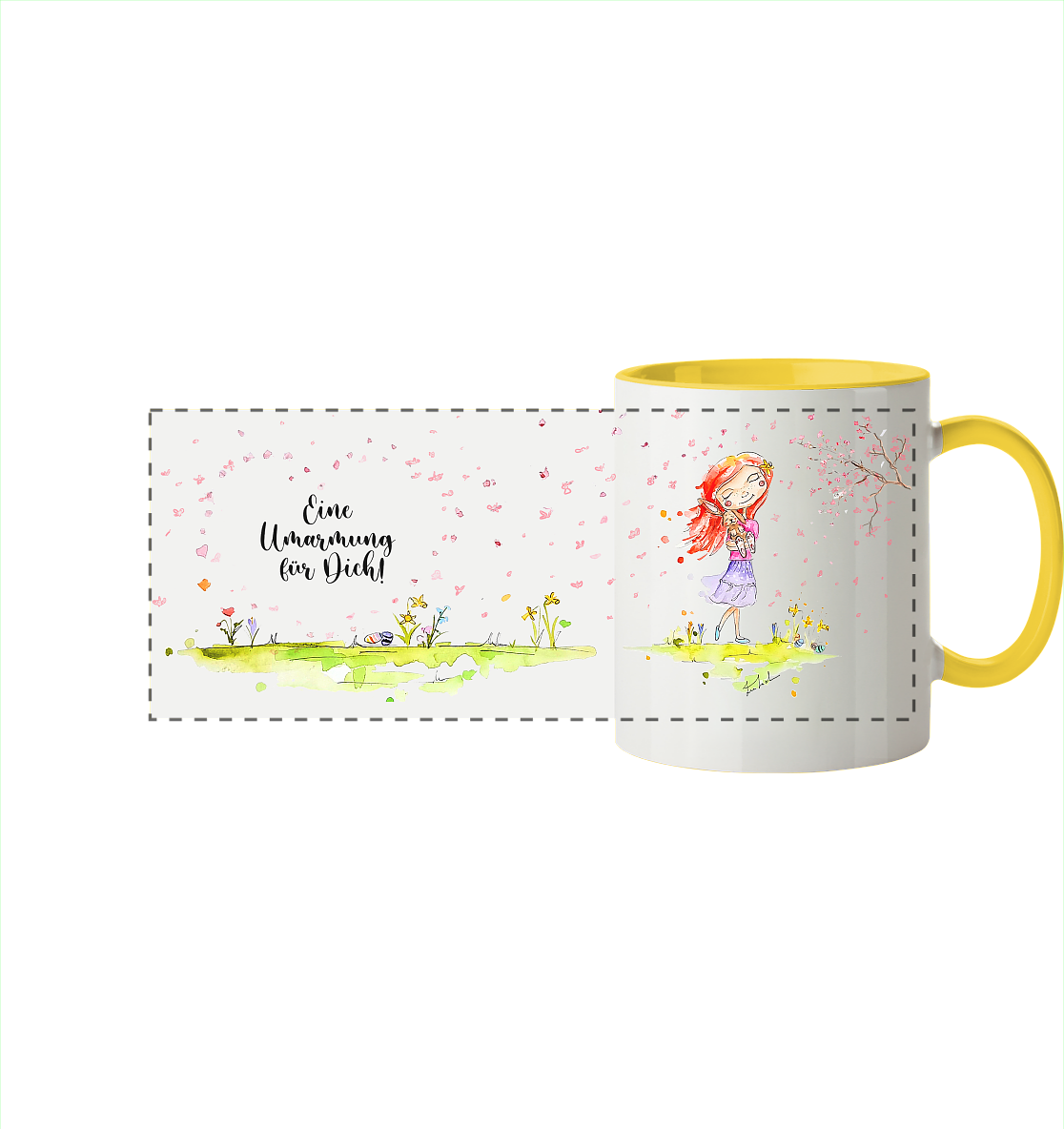 Eine Umarmung für dich - Frühlingsedition- Trinkgefäße - Panorama Tasse zweifarbig