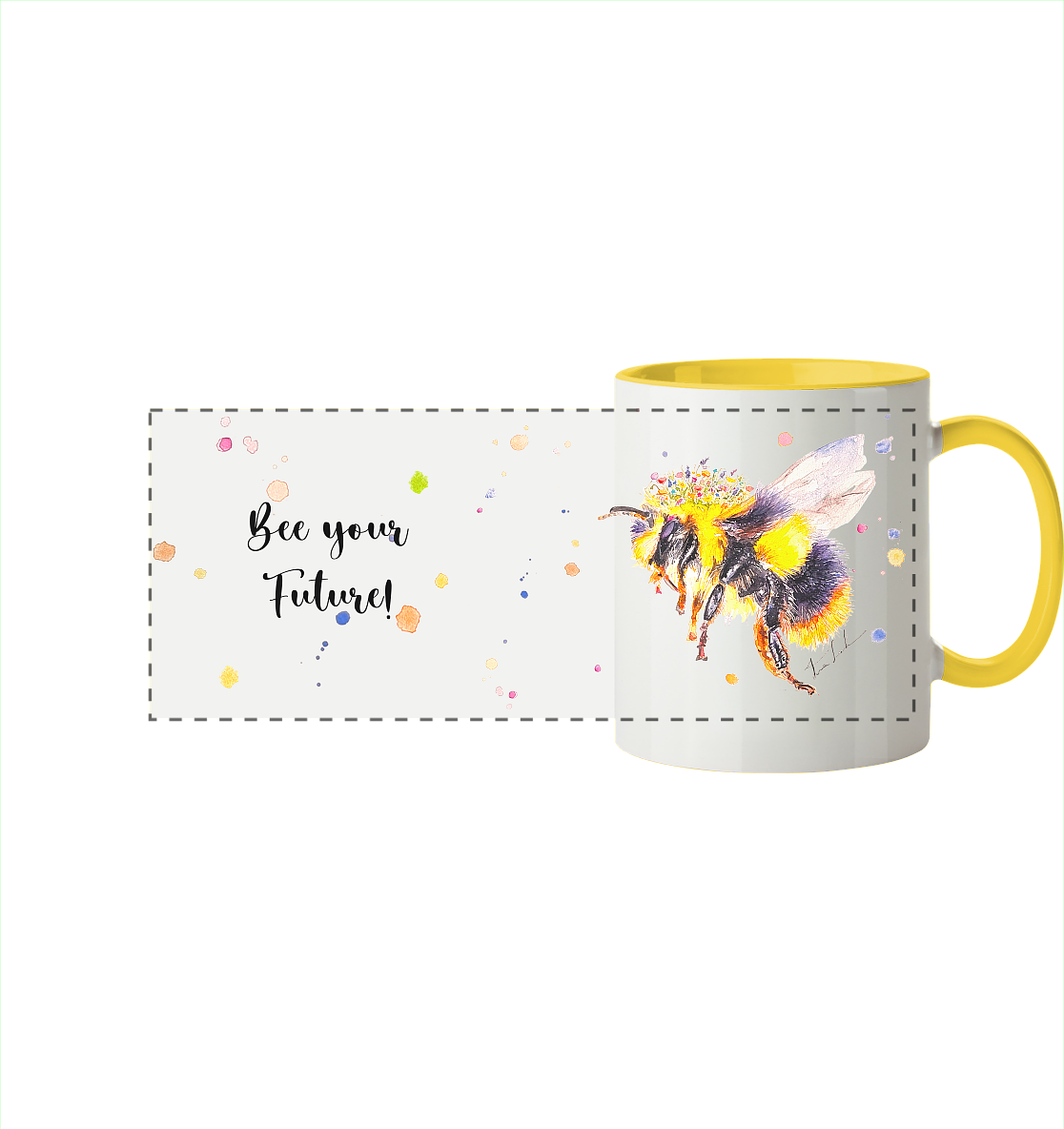 Trinkgefäße mit Hummel - Mila - Panorama Tasse zweifarbig