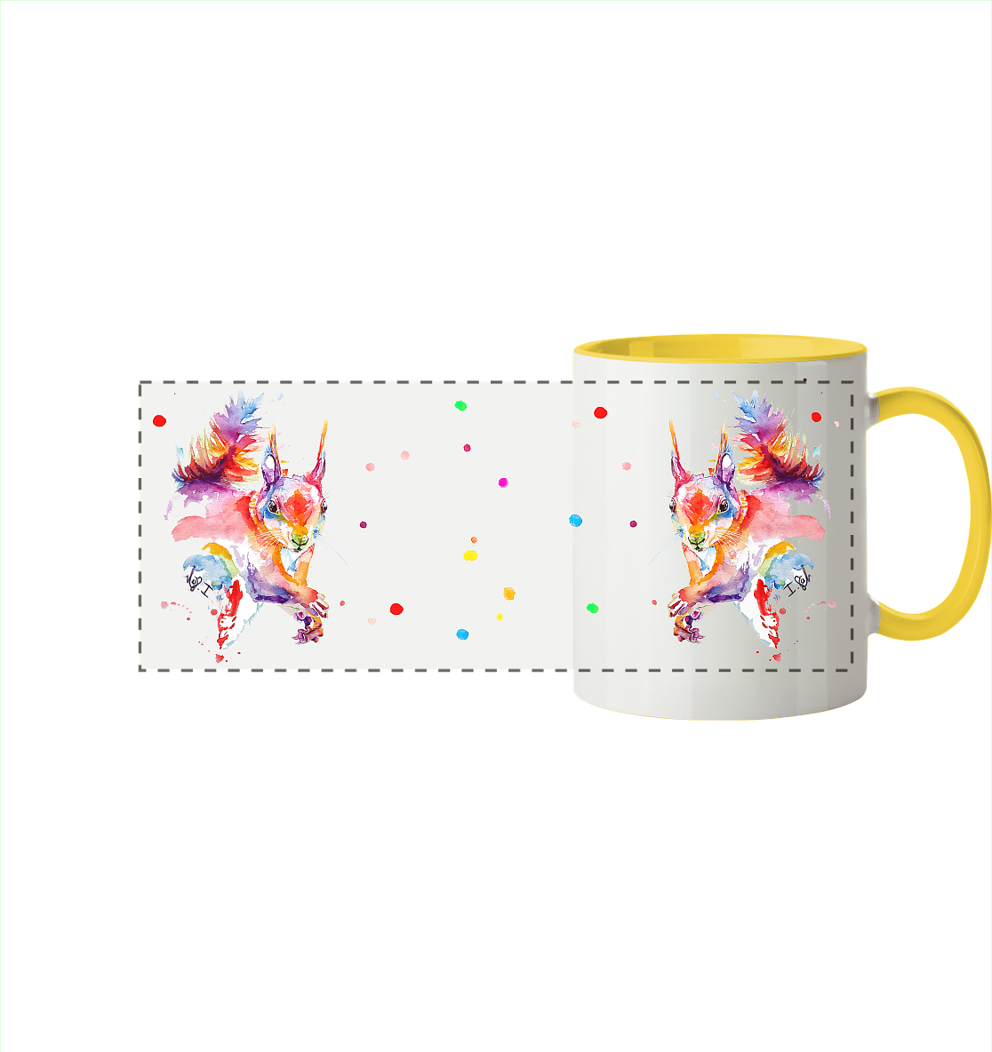 Trinkgefäße mit buntem Eichhörnchen - Panorama Tasse zweifarbig