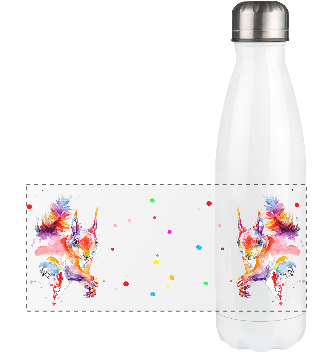 Trinkgefäße mit buntem Eichhörnchen - Panorama Thermoflasche 500ml
