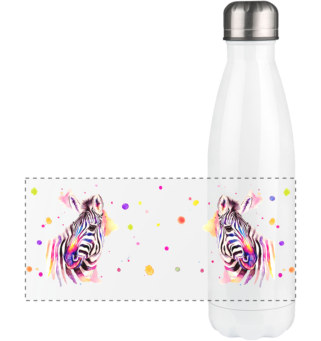 Trinkgefäße mit buntem Zebra - Loni - Panorama Thermoflasche 500ml