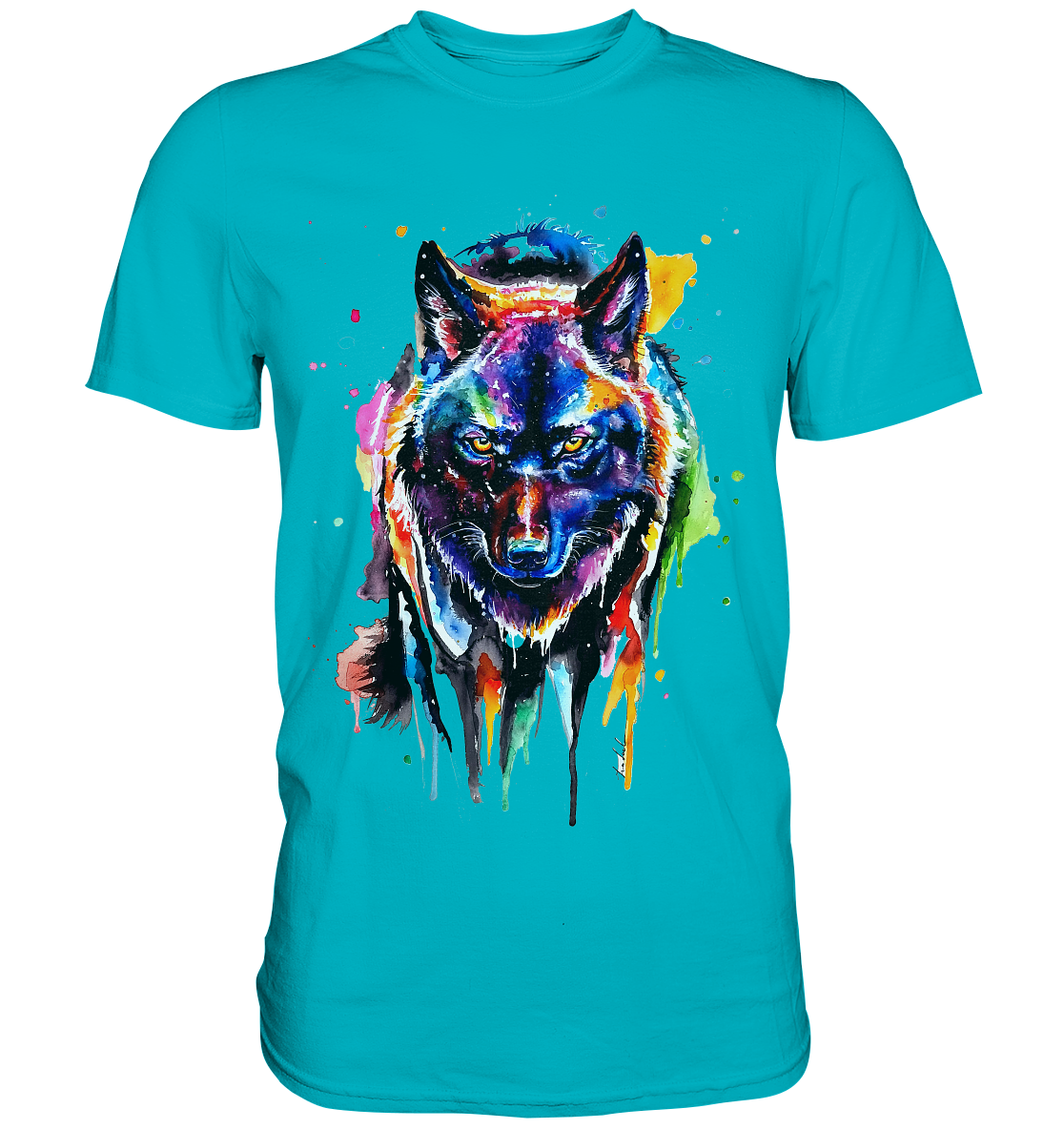 Bunter schwarzer Wolf - Premium Shirt