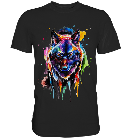 Bunter schwarzer Wolf - Premium Shirt