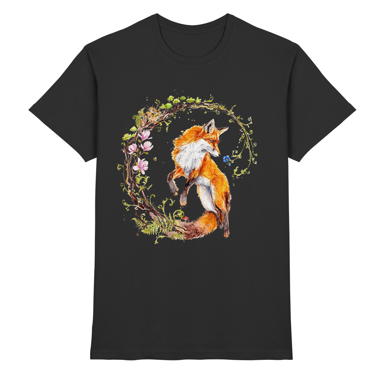 Fuchs mit Rankenillustration - Premium Shirt