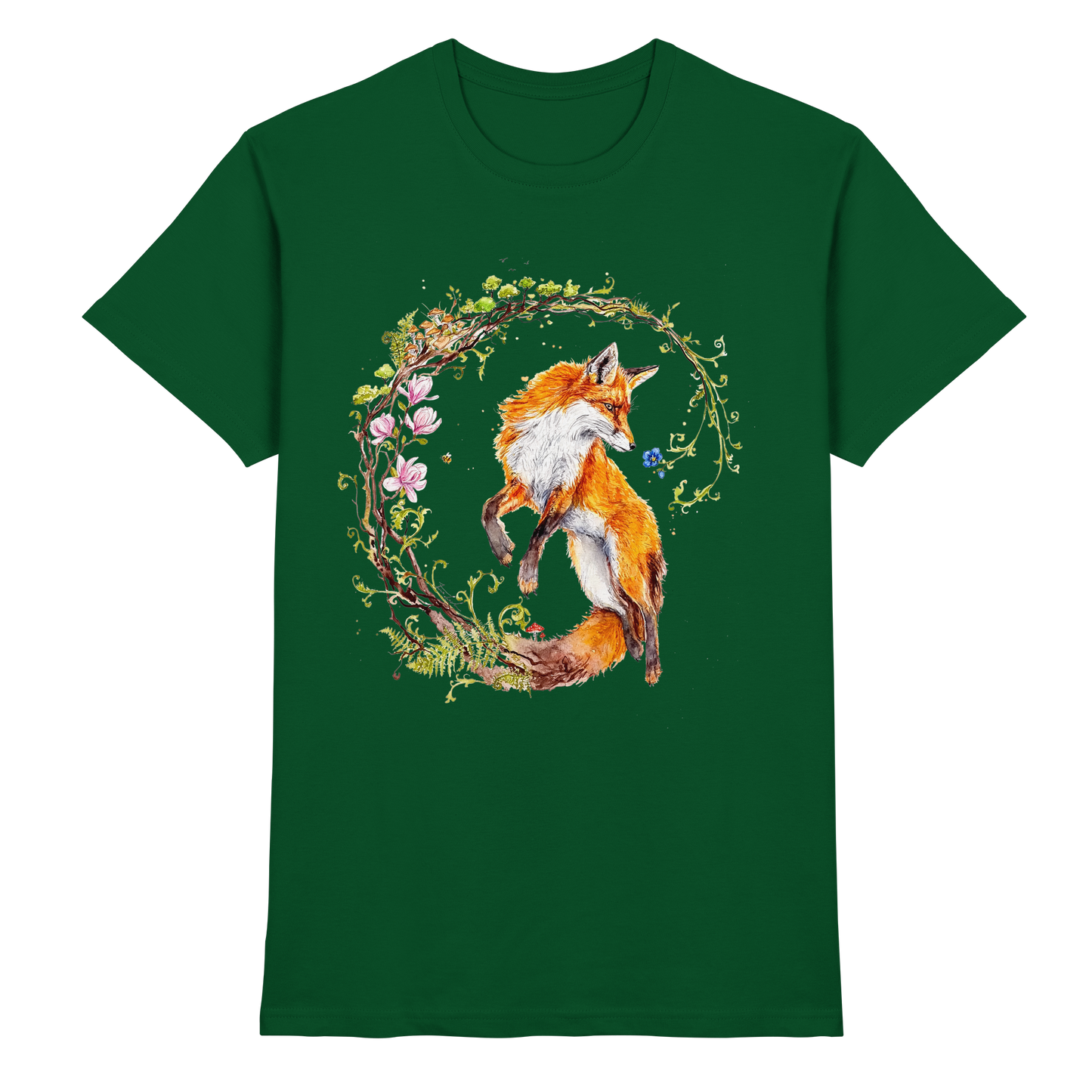 Fuchs mit Rankenillustration - Premium Shirt