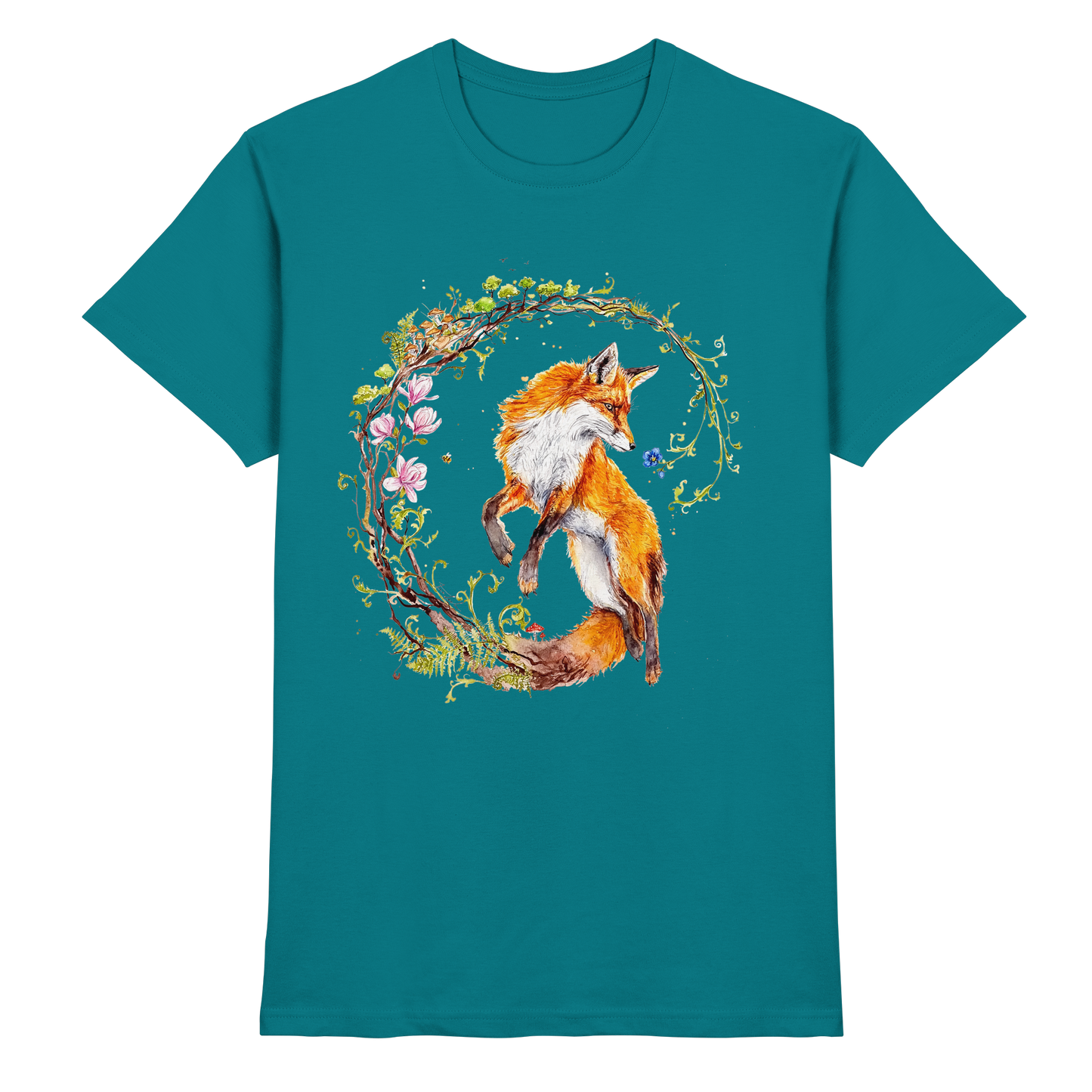 Fuchs mit Rankenillustration - Premium Shirt
