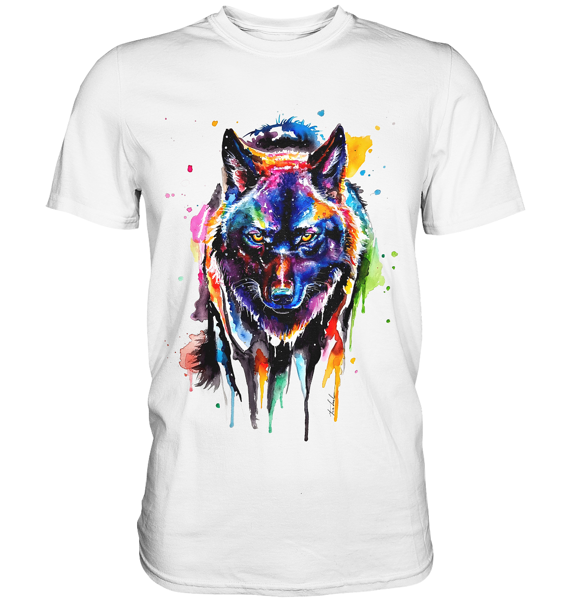Bunter schwarzer Wolf - Premium Shirt