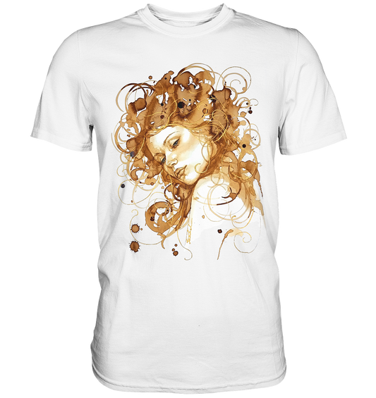 Kaffeemotiv Portrait mit goldenen Haaren - Premium Shirt