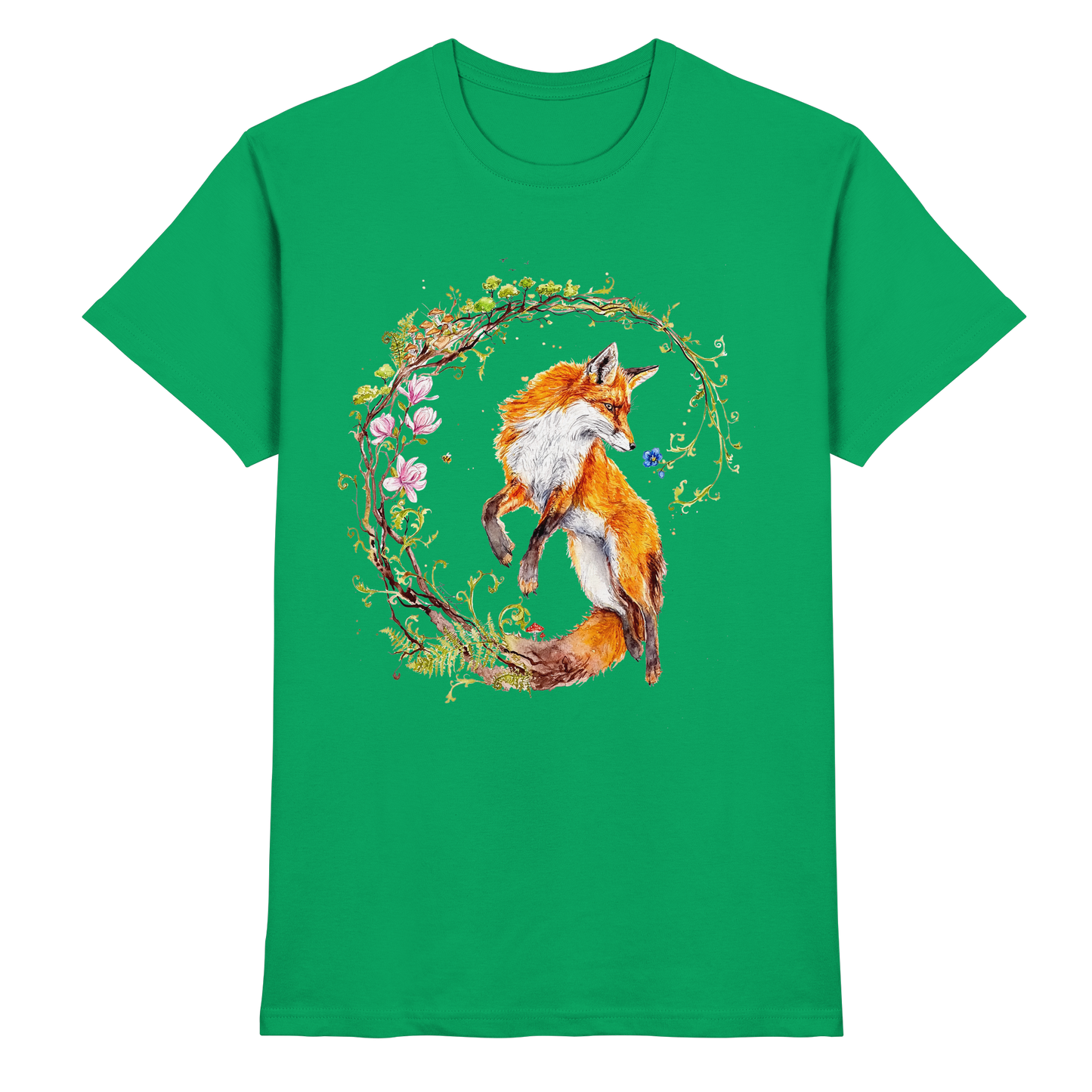 Fuchs mit Rankenillustration - Premium Shirt