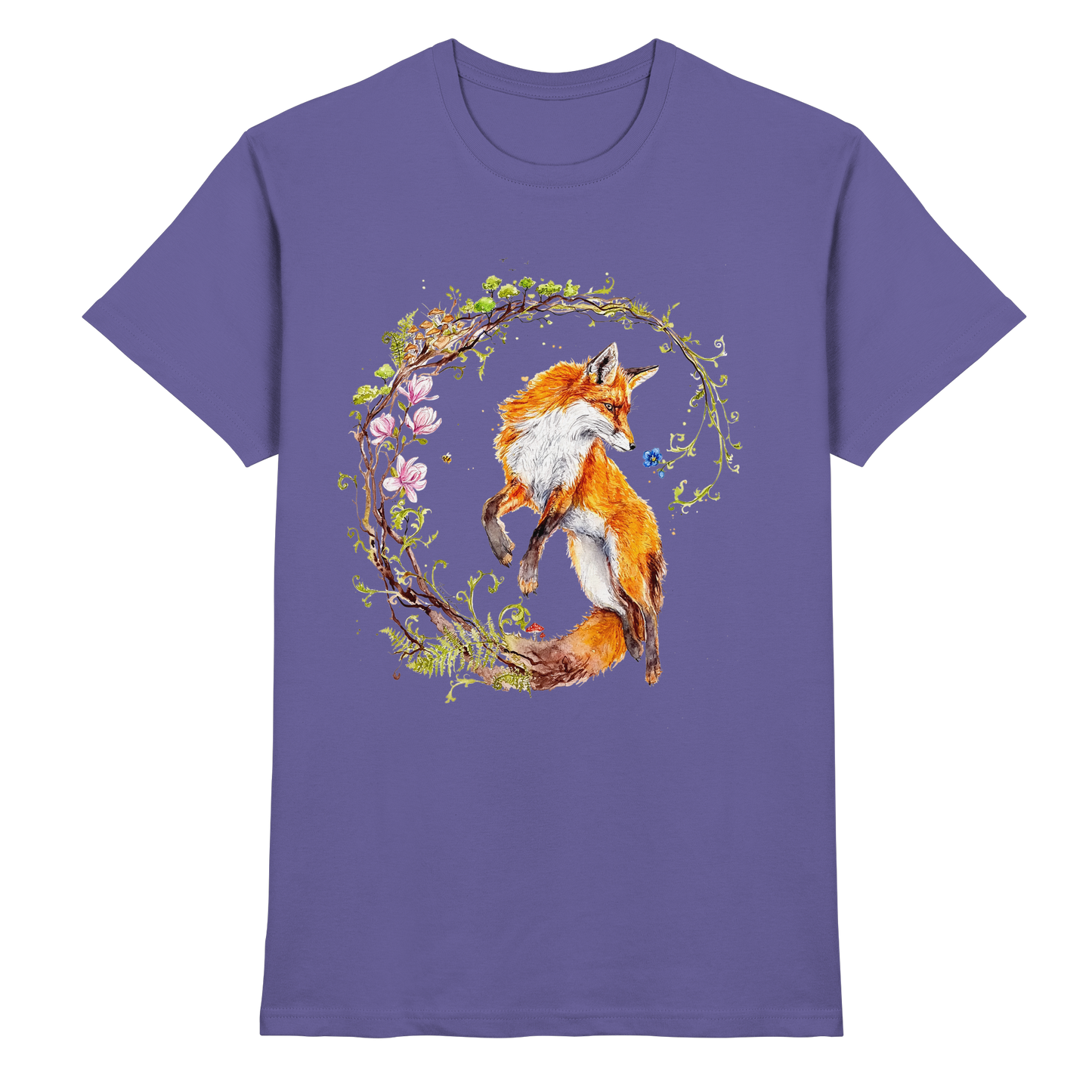 Fuchs mit Rankenillustration - Premium Shirt
