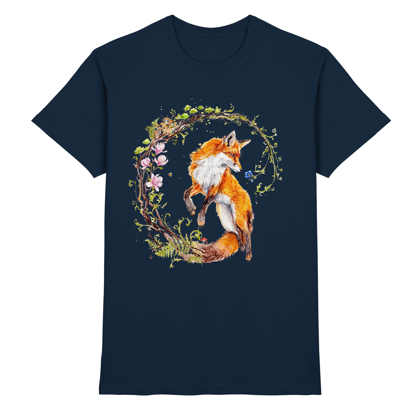 Fuchs mit Rankenillustration - Premium Shirt
