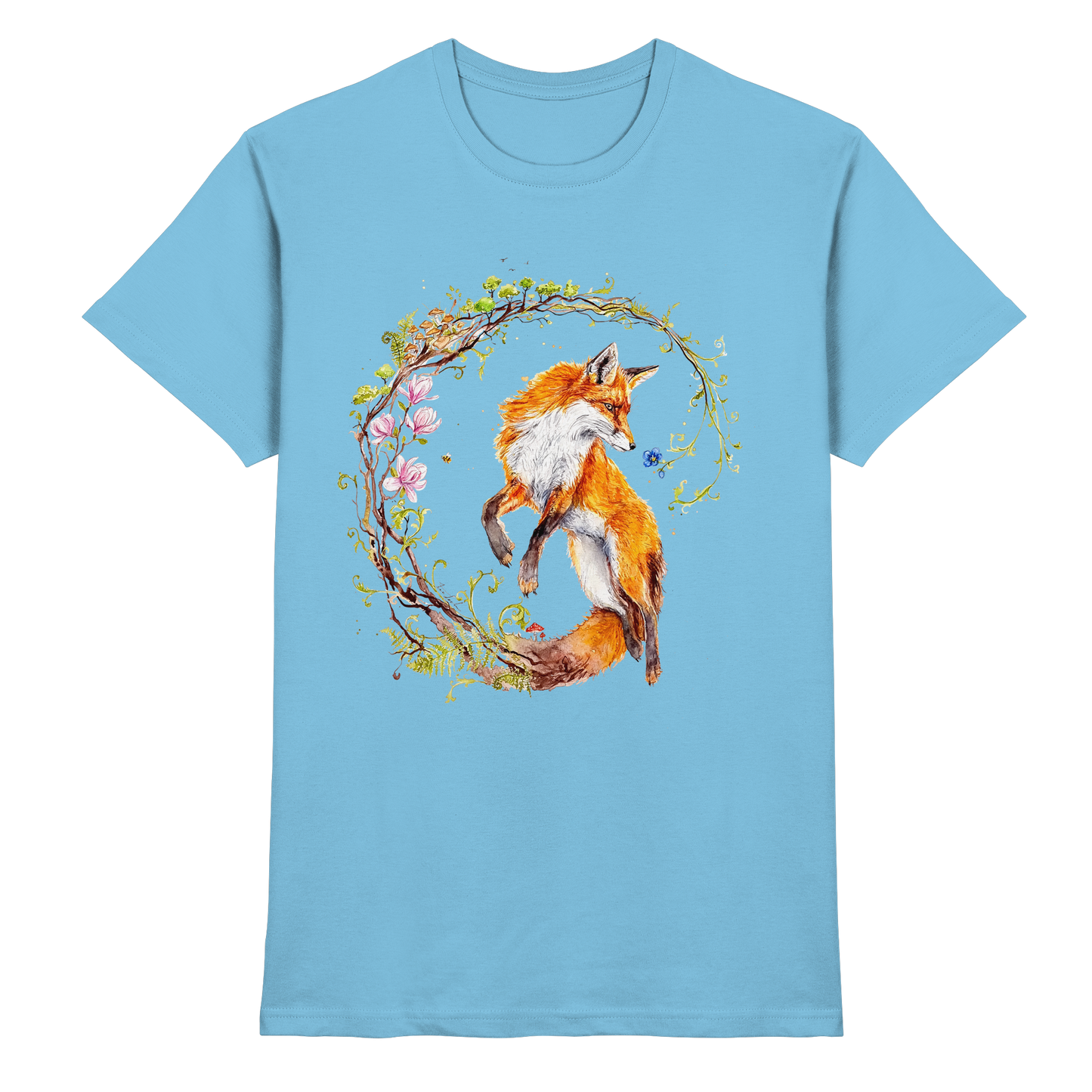Fuchs mit Rankenillustration - Premium Shirt