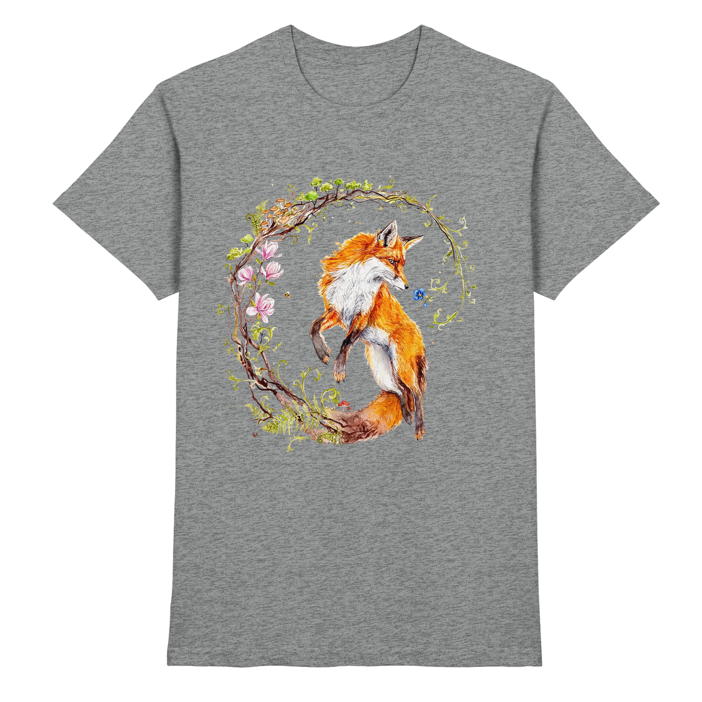 Fuchs mit Rankenillustration - Premium Shirt