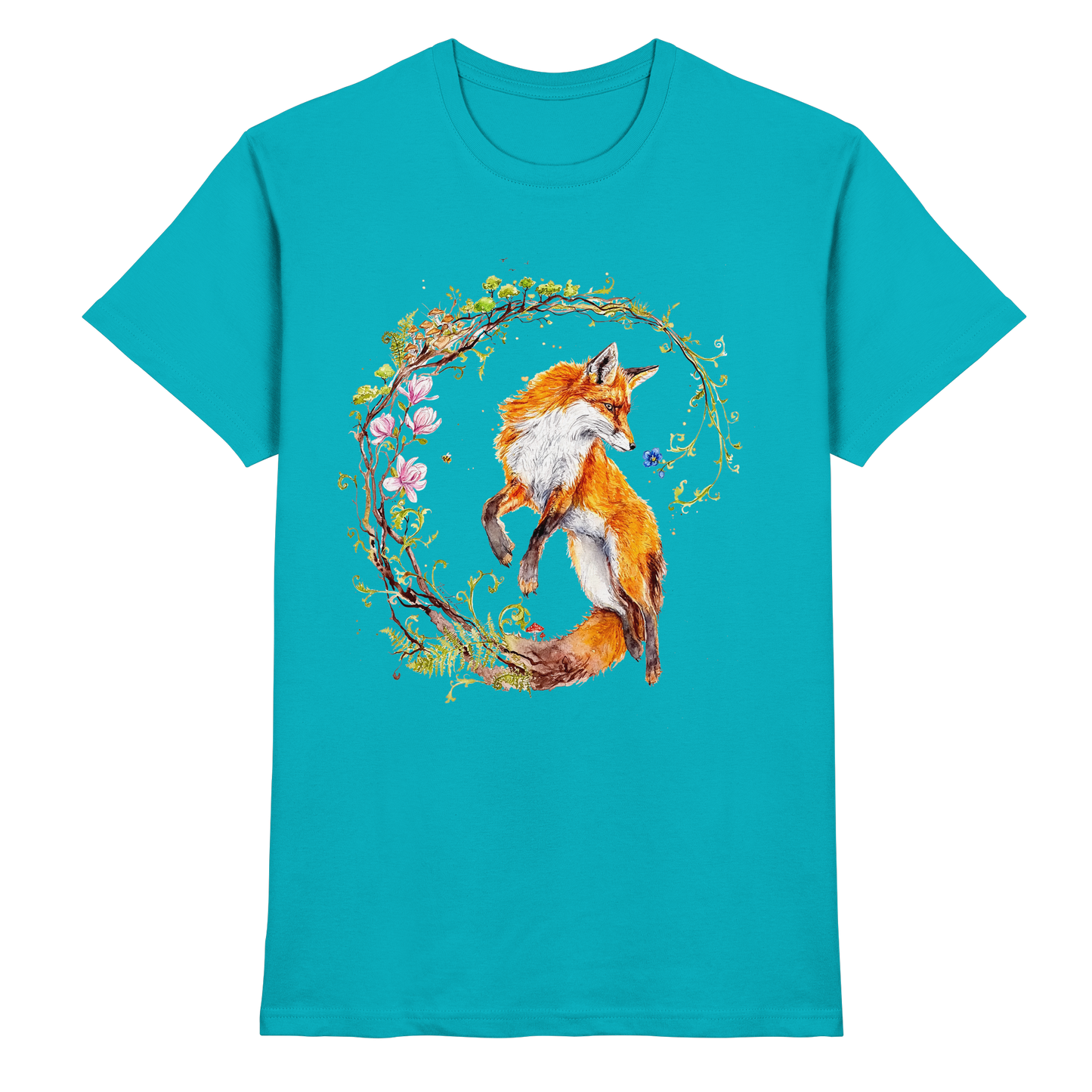 Fuchs mit Rankenillustration - Premium Shirt