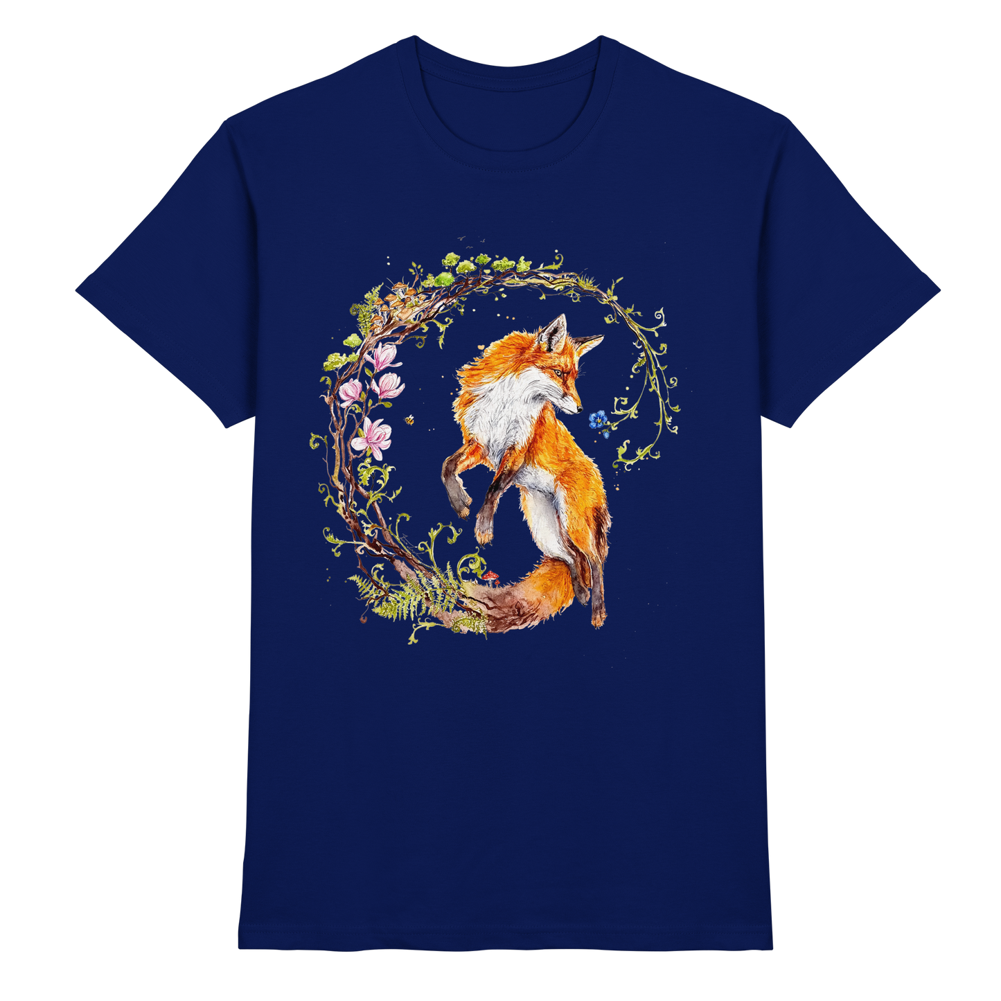 Fuchs mit Rankenillustration - Premium Shirt
