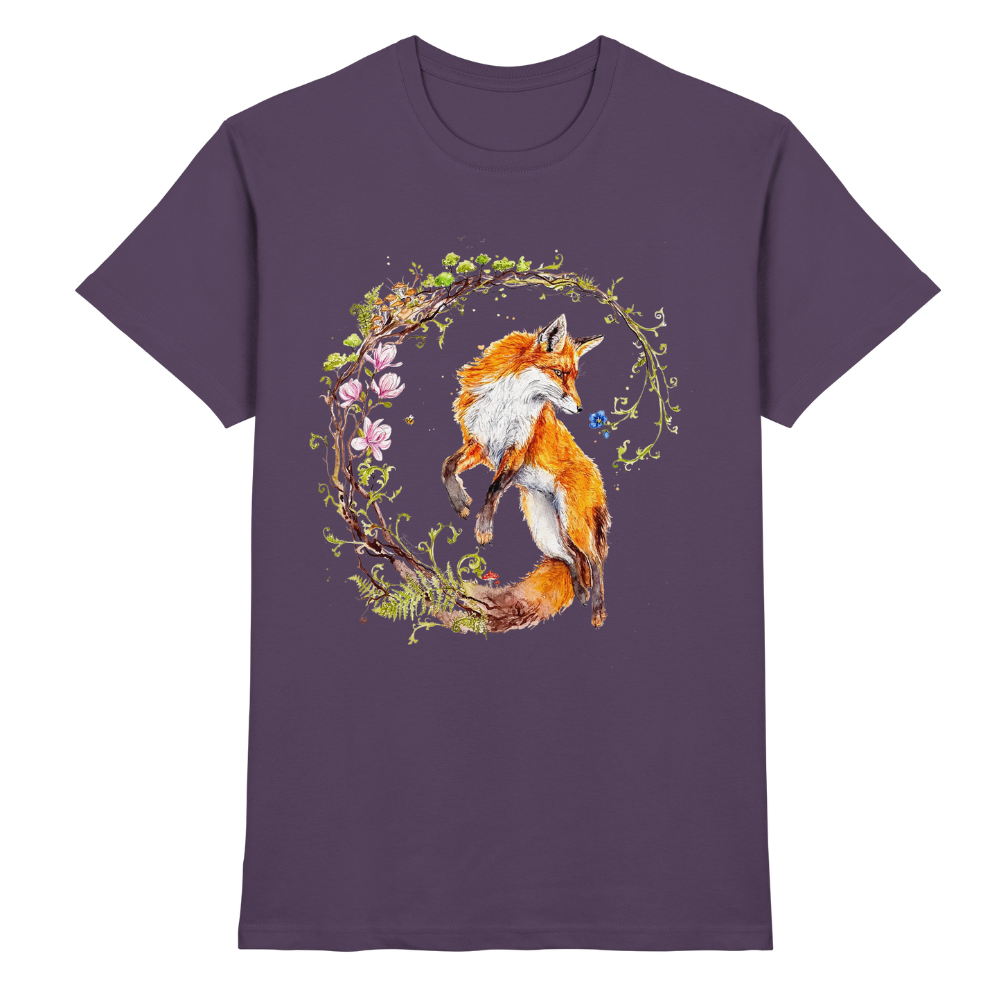 Fuchs mit Rankenillustration - Premium Shirt