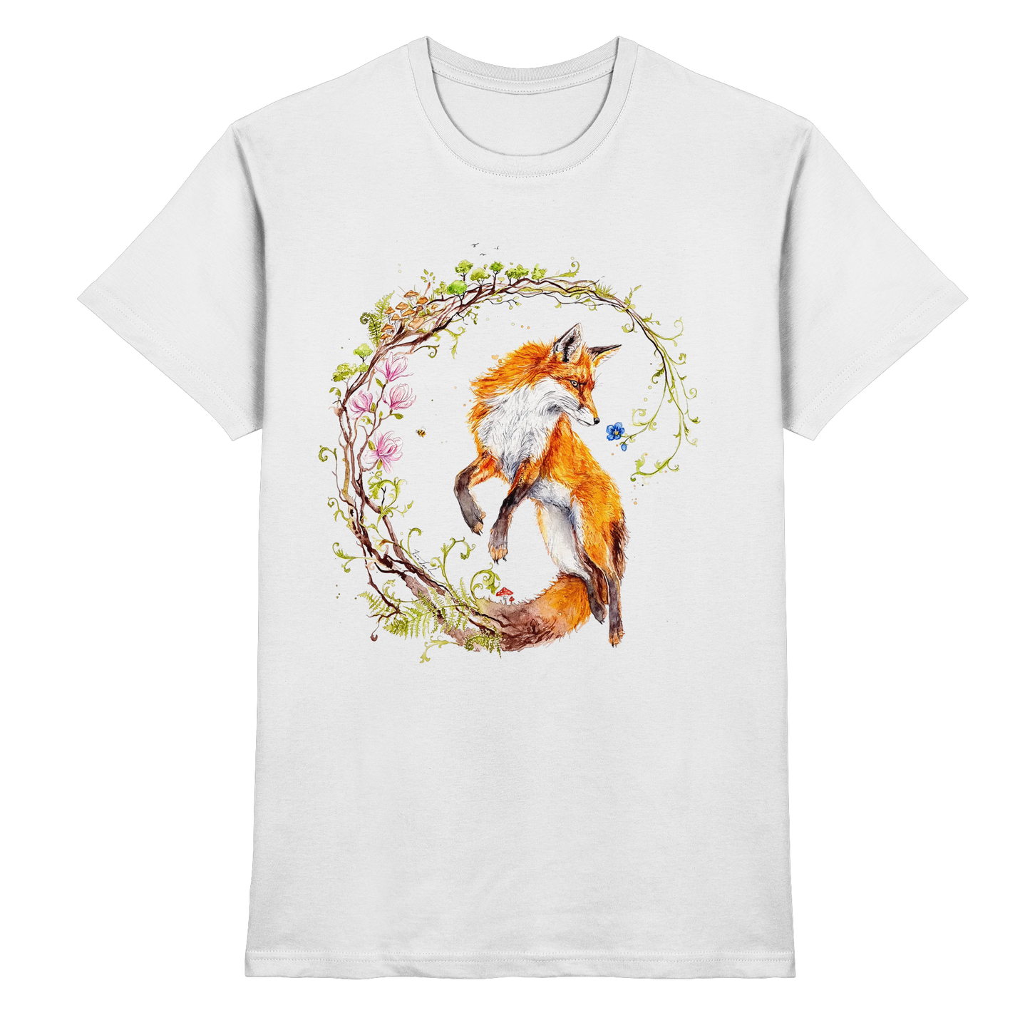 Fuchs mit Rankenillustration - Premium Shirt