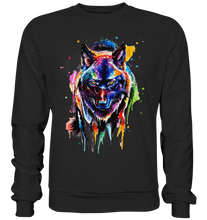 Lade das Bild in den Galerie-Viewer, Bunter schwarzer Wolf - Premium Sweatshirt
