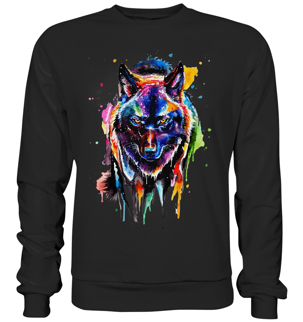 Bunter schwarzer Wolf - Premium Sweatshirt