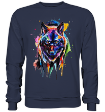 Lade das Bild in den Galerie-Viewer, Bunter schwarzer Wolf - Premium Sweatshirt
