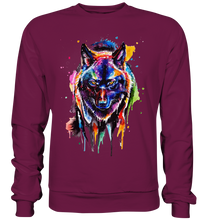 Lade das Bild in den Galerie-Viewer, Bunter schwarzer Wolf - Premium Sweatshirt
