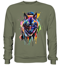 Lade das Bild in den Galerie-Viewer, Bunter schwarzer Wolf - Premium Sweatshirt
