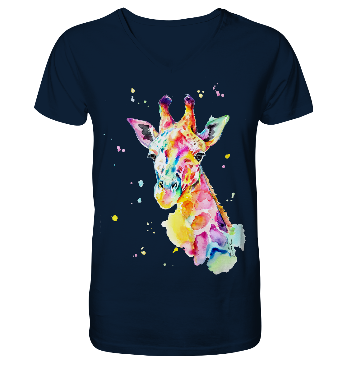 Bunte Giraffe - V-Neck Shirt