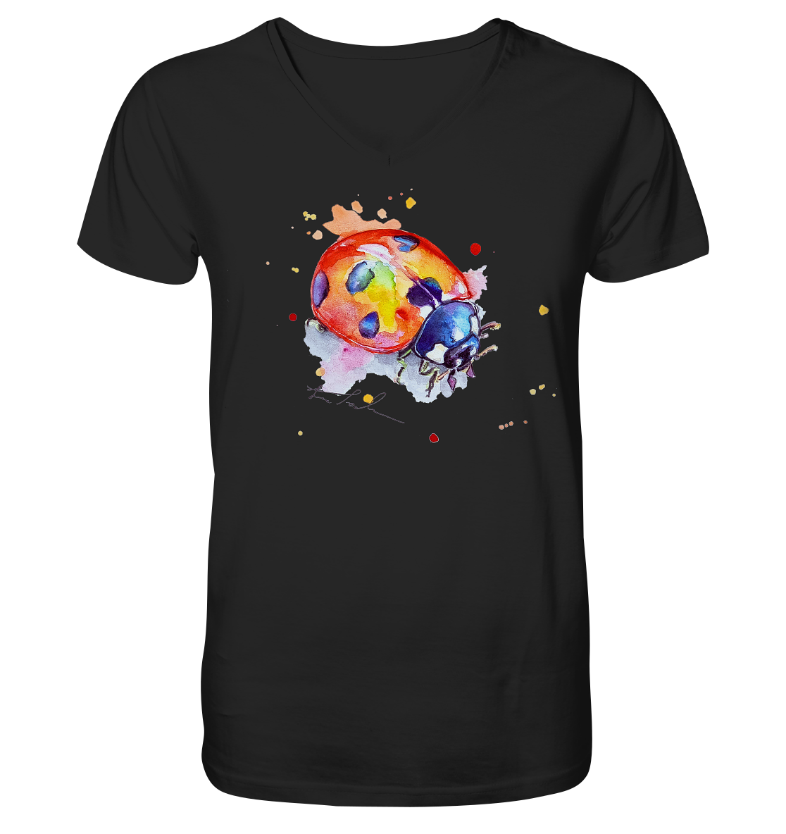 Bunter Marienkäfer - V-Neck Shirt