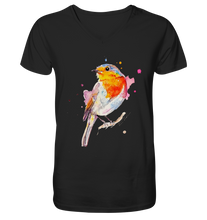 Lade das Bild in den Galerie-Viewer, Buntes Rotkehlchen - V-Neck Shirt

