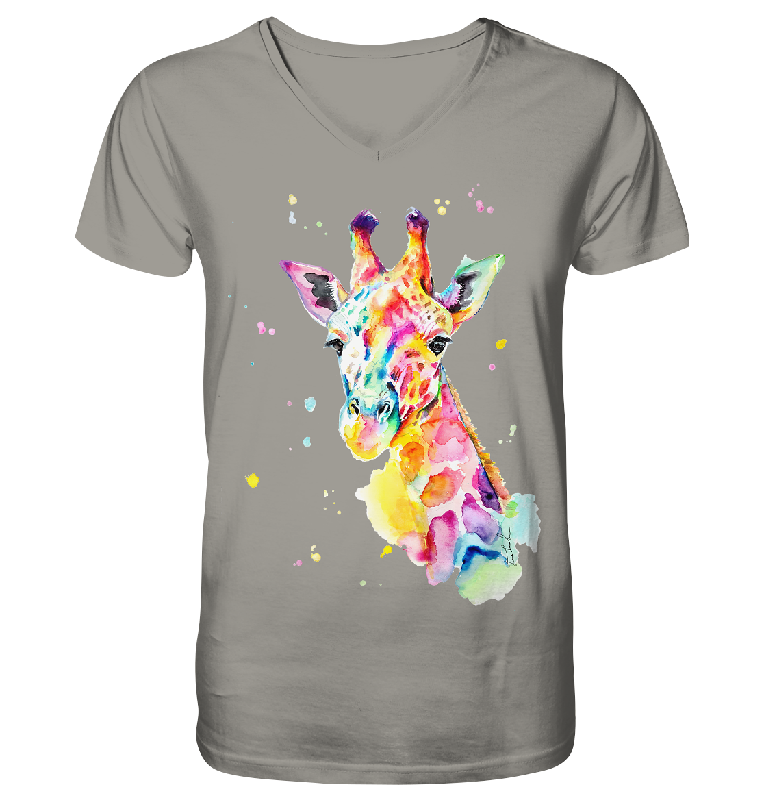 Bunte Giraffe - V-Neck Shirt